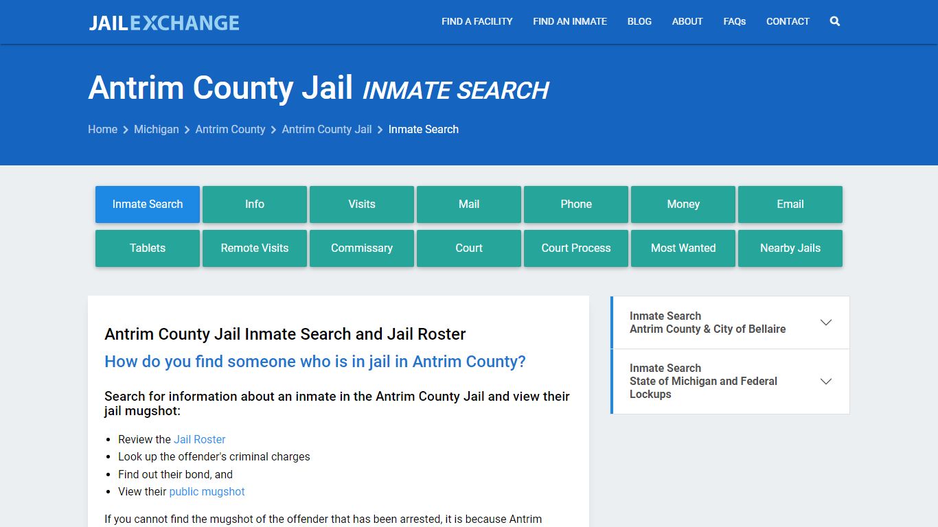 Inmate Search: Roster & Mugshots - Antrim County Jail, MI - Jail Exchange