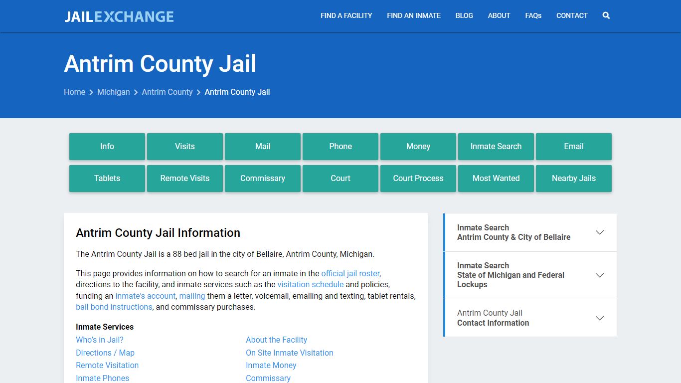 Antrim County Jail, MI Inmate Search, Information